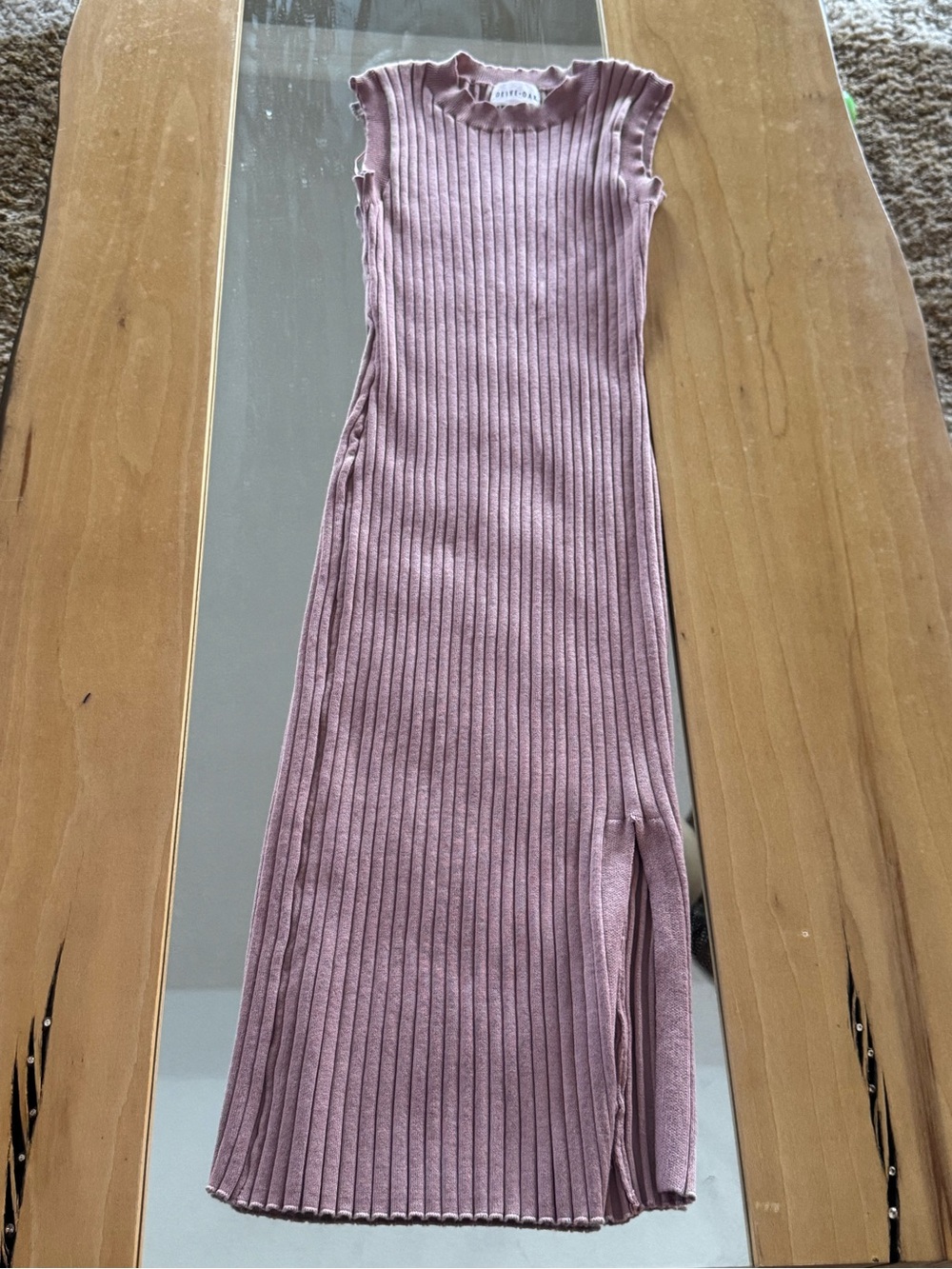 Olive & Oak Sleeveless Ribbed Midi Dress - Mauve Pink